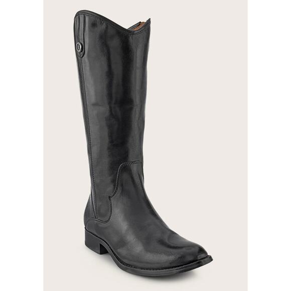 Frye Marissa Medallion Black Leather Riding Boots 6.5 M - Picture 1 of 7